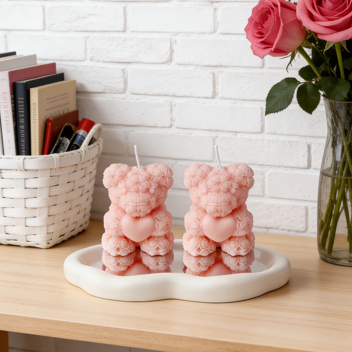 Rose Bear Scented Candles - Cute Decorations & Handmade Gifts for Women / Friends, Ideal for Wedding Souvenirs,  Valentine's Day