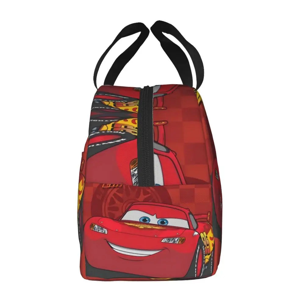 Custom Car 95 Lightning Mcqueen Insulated Lunch Bag for Women Resuable Racing Car Thermal Cooler Bento Box Office Picnic Travel