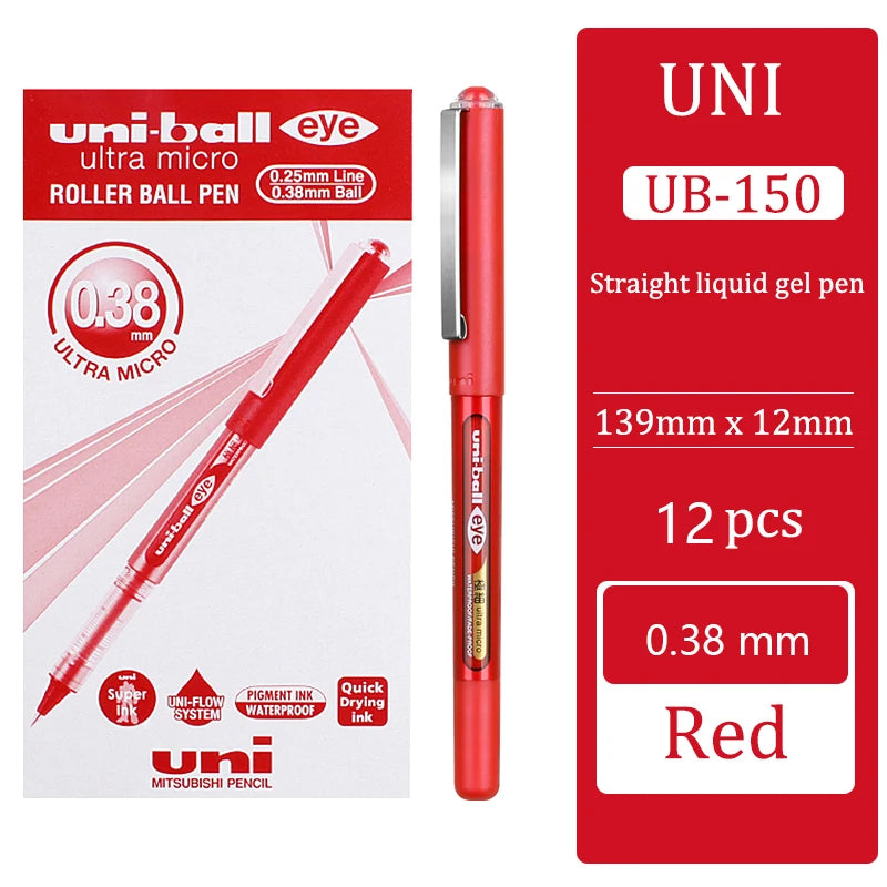Japan uni-ball Gel Ink Pen, 0.38/0.5mm UB-150 Eye Micro Rollerball Pens, Large Capacity Water-based Signature Writing Stationery
