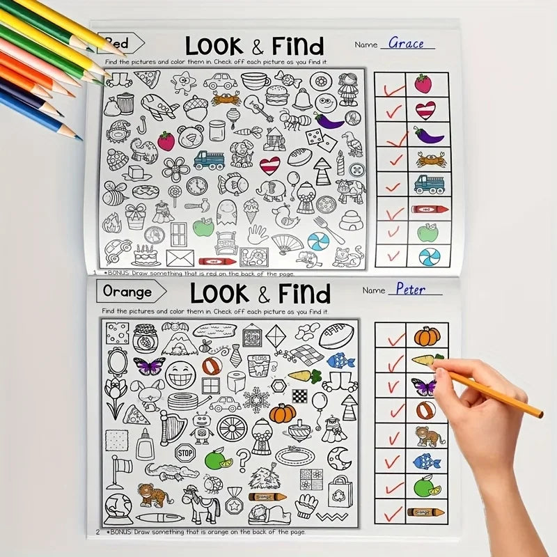 Interactive Memory & Color Recognition Activity Book with Look & Find Games, Sudoku Puzzles, Matching Tasks - Educational for &