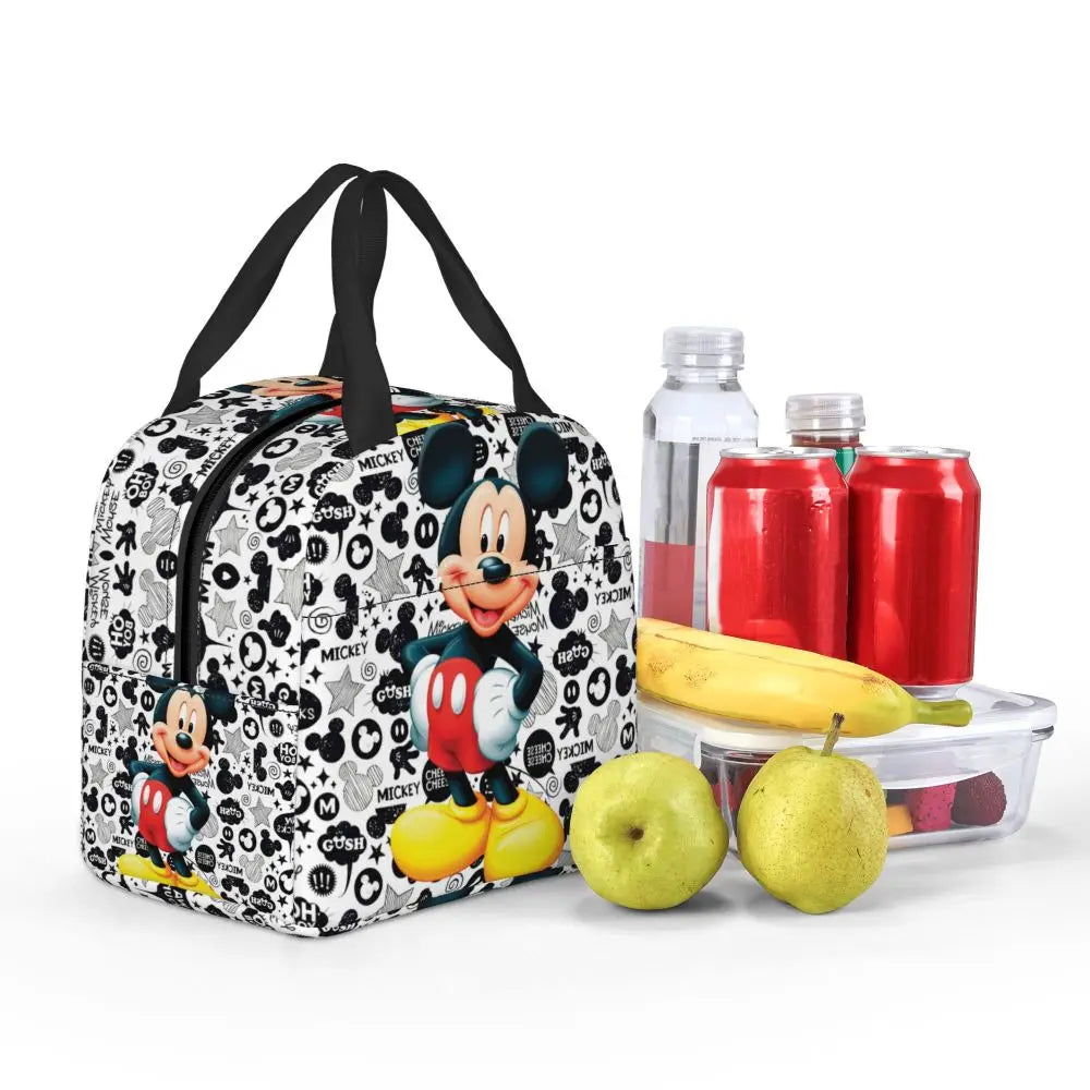 Custom Mickey Pink Minnie Mouse Lunch Bag Women Creative Design Cooler Warm Insulated Lunch Box for Kids School