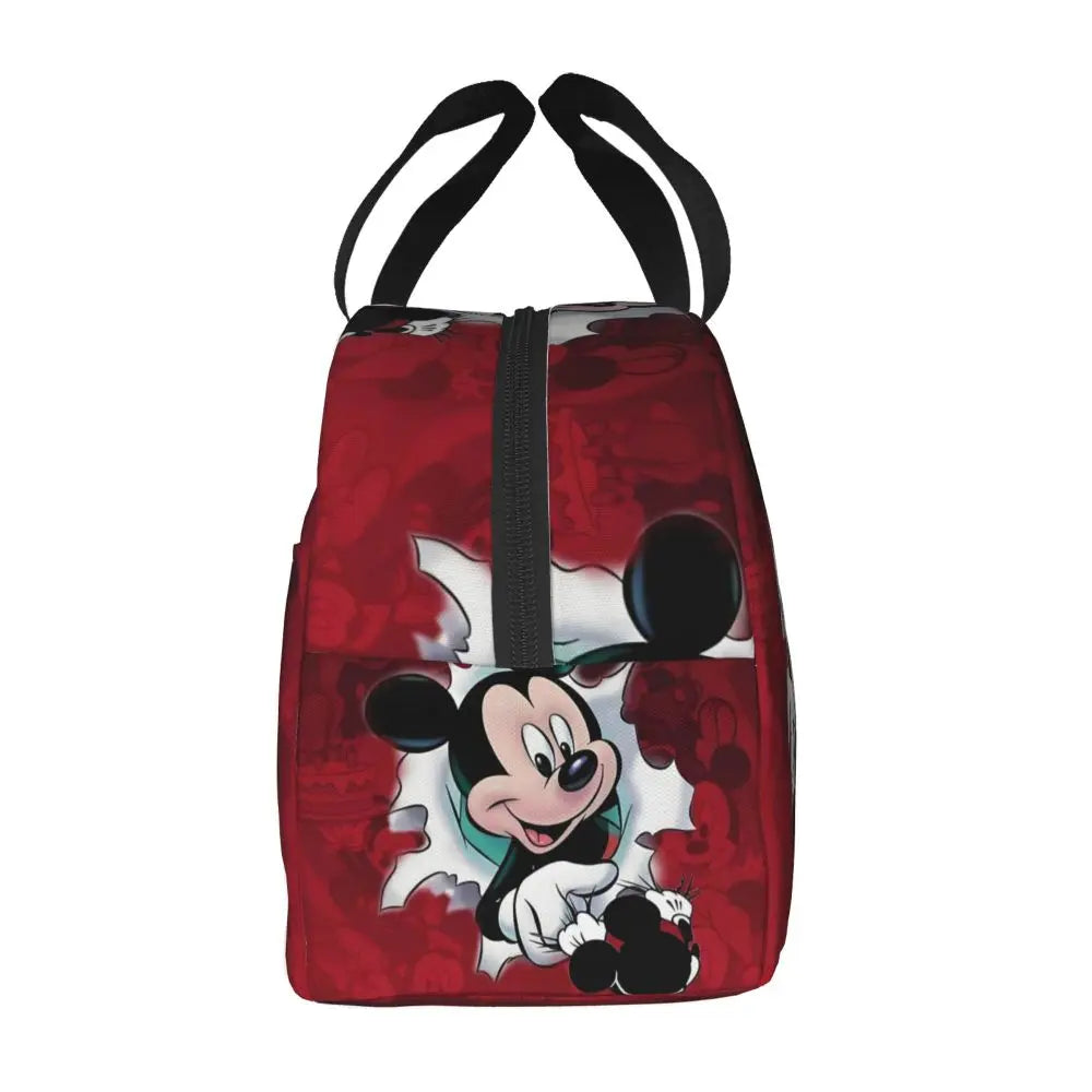 Custom Mickey Pink Minnie Mouse Lunch Bag Women Creative Design Cooler Warm Insulated Lunch Box for Kids School