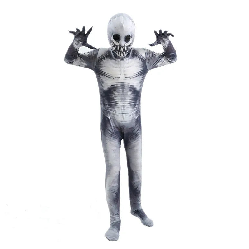 Adult Skeleton Jumpsuit Halloween Costume with Scary Mask Full Body Spooky Outfit for Cosplay Party Men's and Women Mardi Gras
