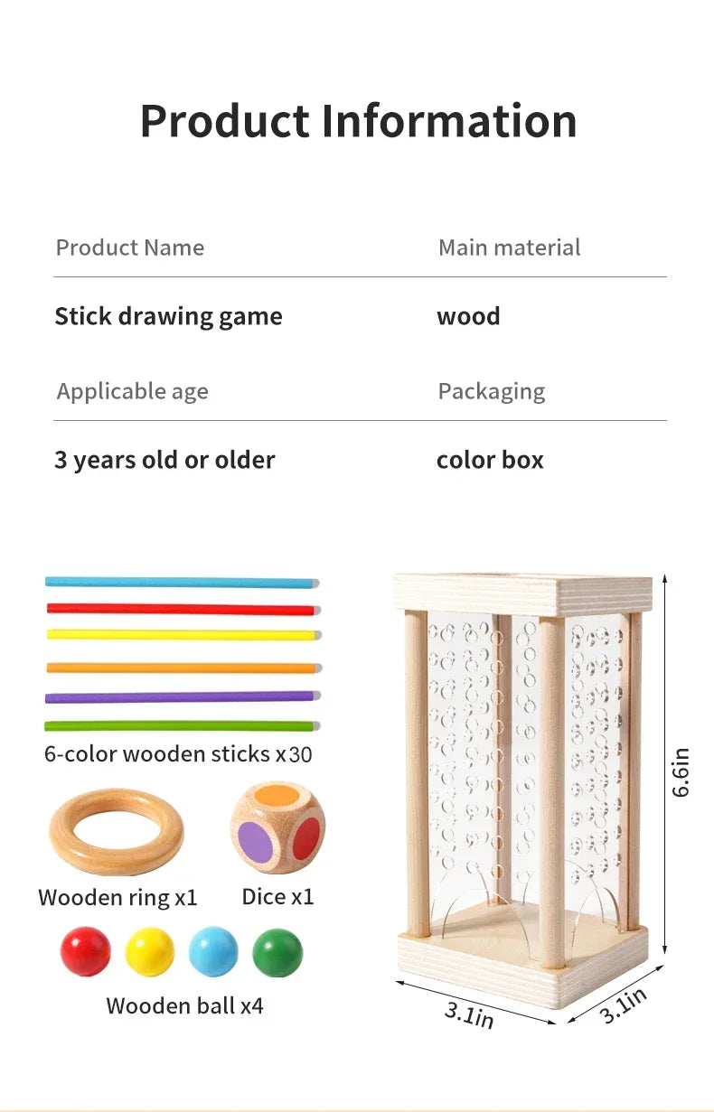 Funny Wooden Stick Drawing Game Parent Child Interactive Stick Balance Board Game Two Person Battle Game for Party Entertainment