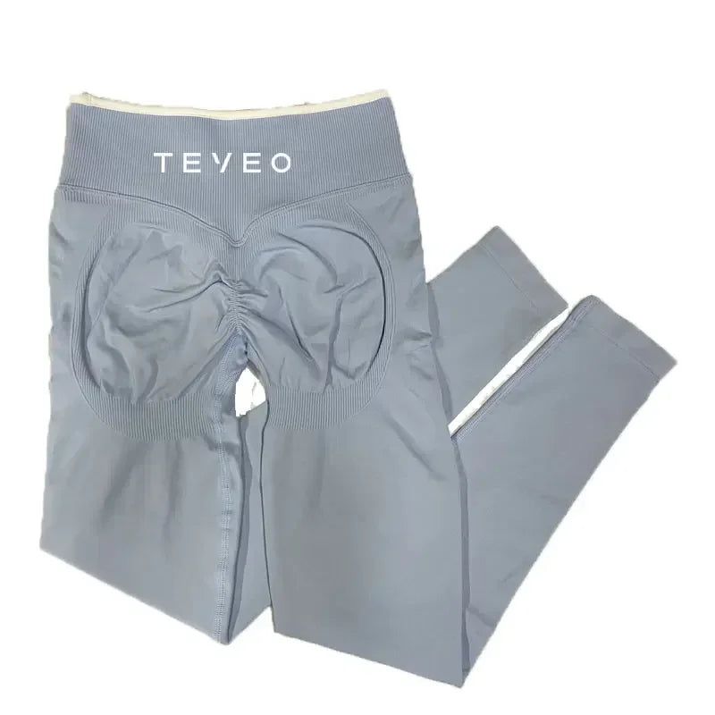 TEVEO Women's Sports Yoga Shorts Fitness Cycling Elastic Sports Pants Ignite Sculpt Scrunch Short Yoga Bra Set leggings