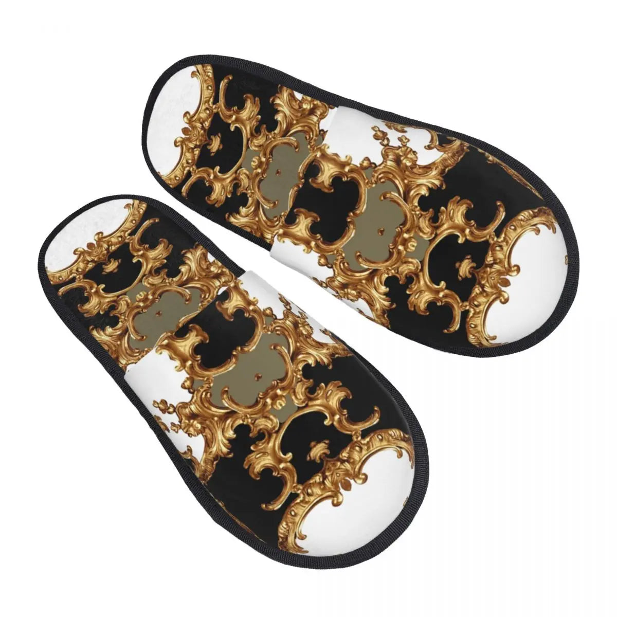 Custom Vintage Baroque Prints Greek Ornament Golden Meander Meandros Soft Scuff Memory Foam Slippers Women Hotel House Shoes