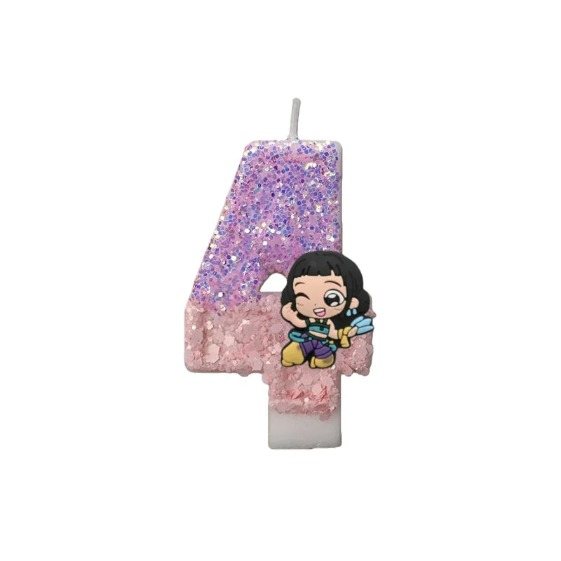 Cartoon Cute Girl Group Hunters Digital Candle Number 0-9 Kids Birthday Cake Decoration Supplies Party Accessories Supplies