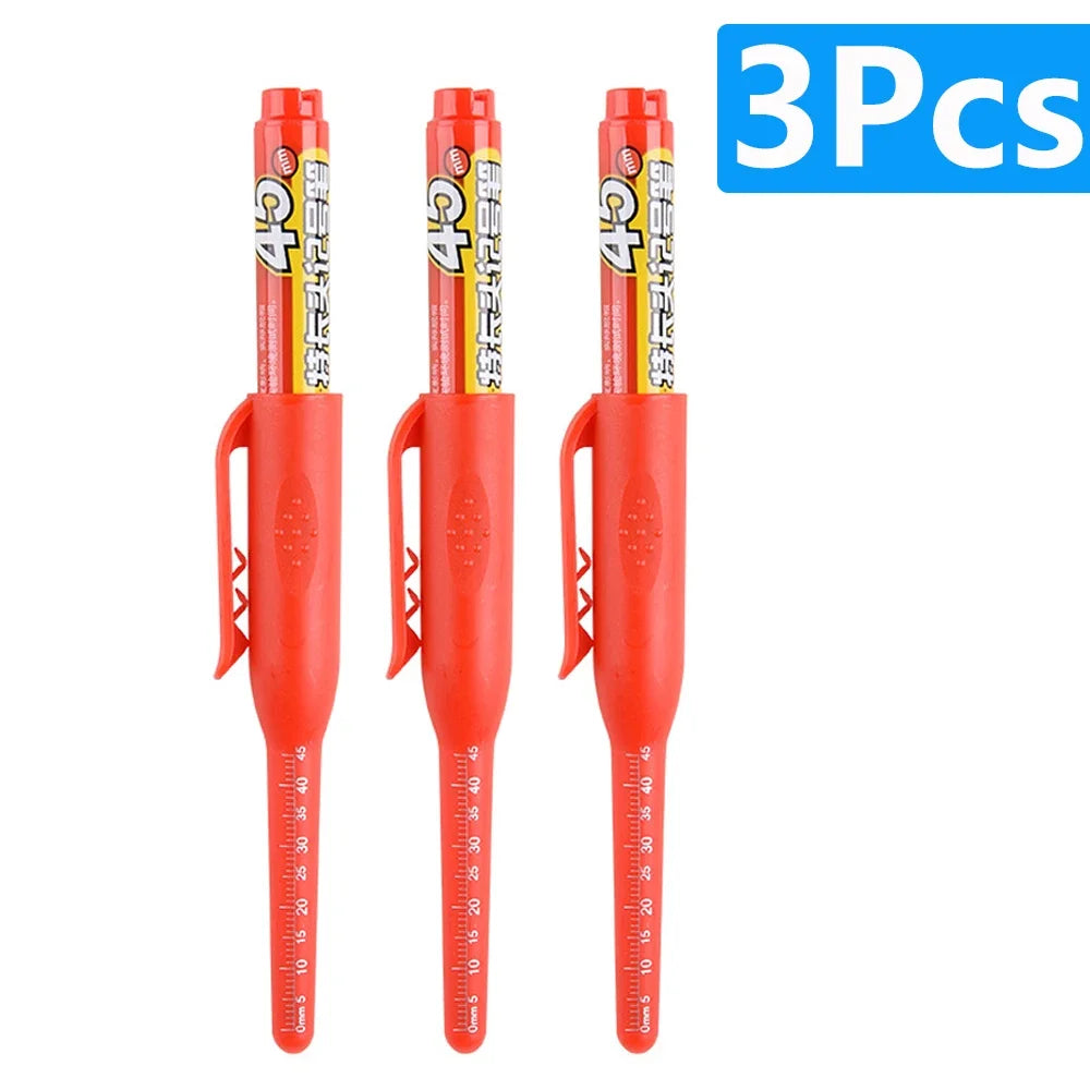 1-6Pcs 45mm Waterproof Long Head Nib Deep Hole Markers Pen Tile Carpenter Pen Multi-purpose for Woodworking Black/Blue/Red Ink