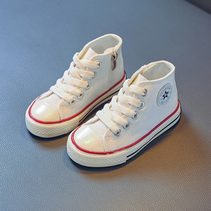Children's Mid-Top Canvas Shoes Soft Bottom Comfortable Casual Children's Shoes Boys and Girls Non-slip Breathable Board Shoes
