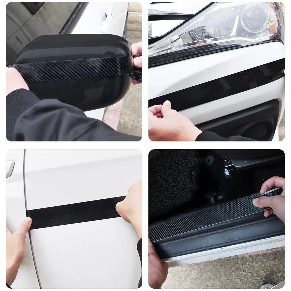 1-5m Nano Carbon Fiber Car Tape Sticker Door Mirror Paste Protector Strip DIY Protection Protective Film Waterproof Adhesive
