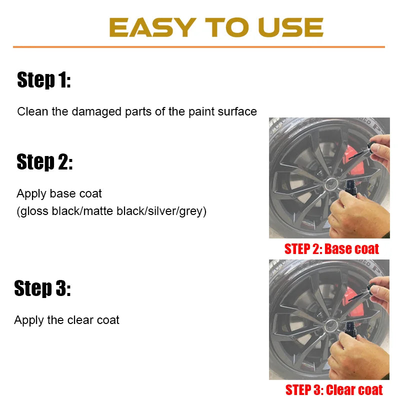 Wheel Touch-Up Kit Paint Repair Kit Gloss Black Matte Black Silver Grey Automotive Paint Care Accessories