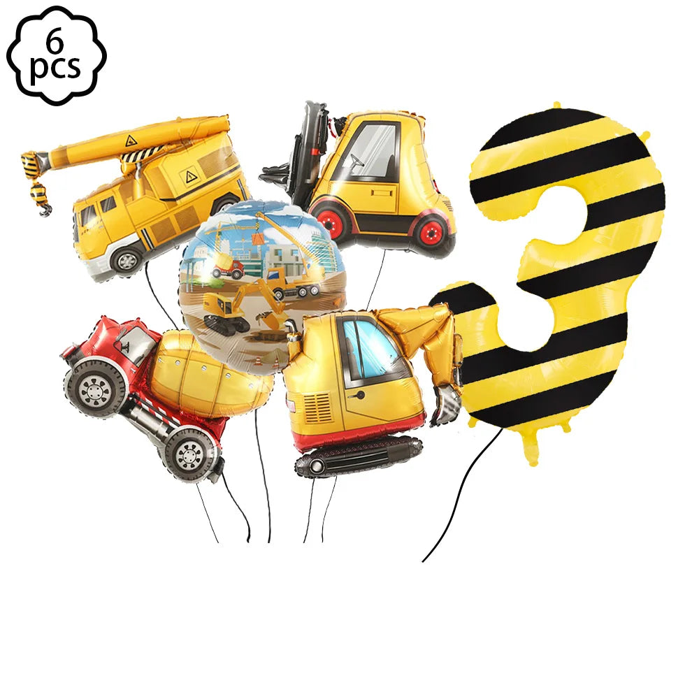 construction Party Banner Hanging swirls decor construction truck Excavator themed Banner boy construction Birthday decor Banner