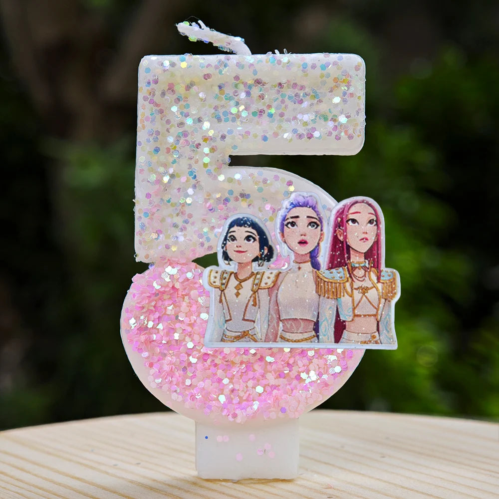 New Kpop Demon Hunters Theme Candle Number 0-9 Birthday Party Cake Decoration Cartoon Baby Shower Supplies Kids Gifts