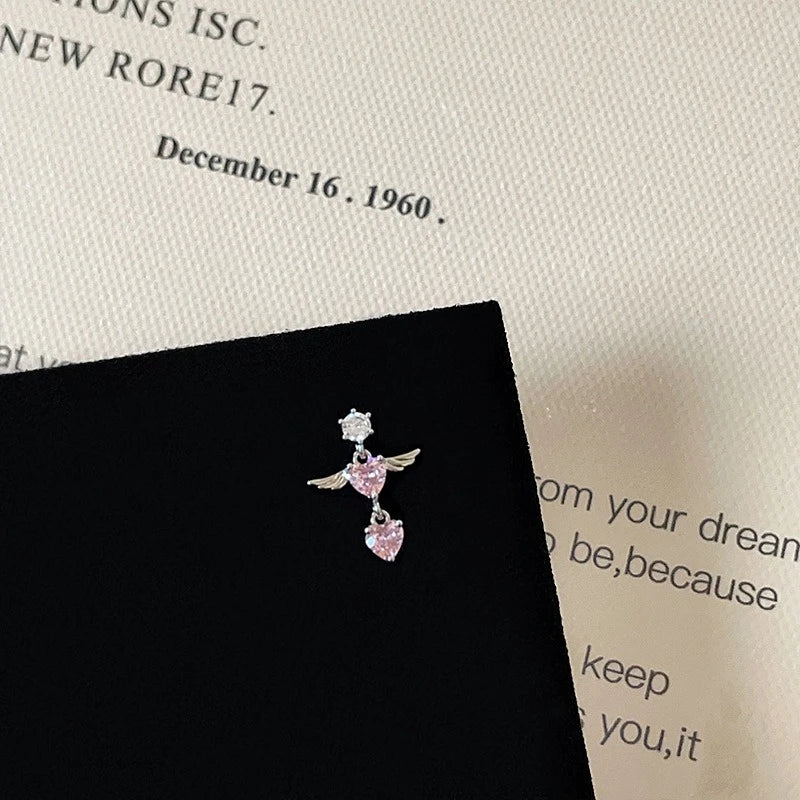 1 PCS Korean Style Cute Pink Zircon Crystal Ear Bone Nail 316L Stainless Steel Kpop Earrings for Women Cartilage Jewelry Gift
