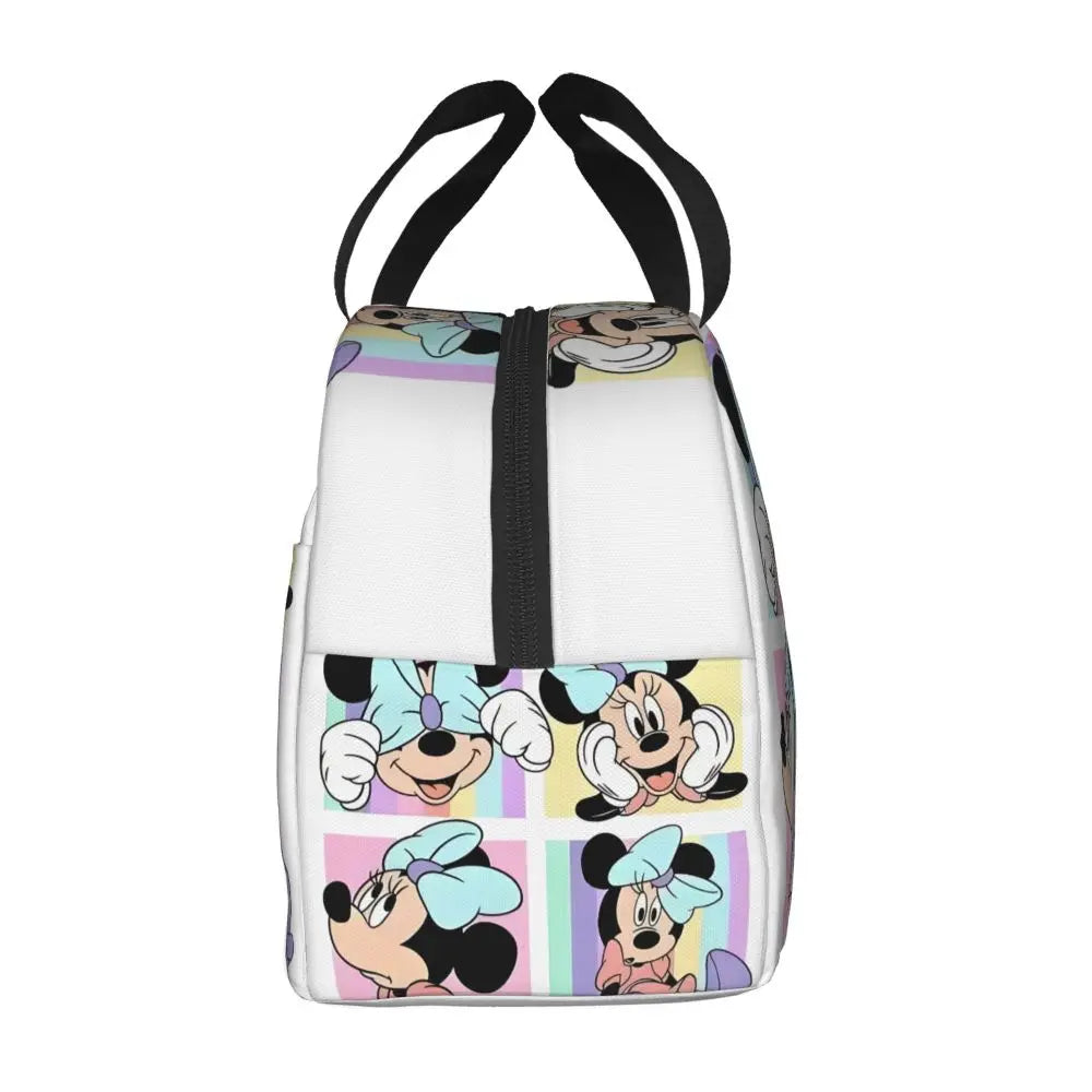 Custom Mickey Pink Minnie Mouse Lunch Bag Women Creative Design Cooler Warm Insulated Lunch Box for Kids School