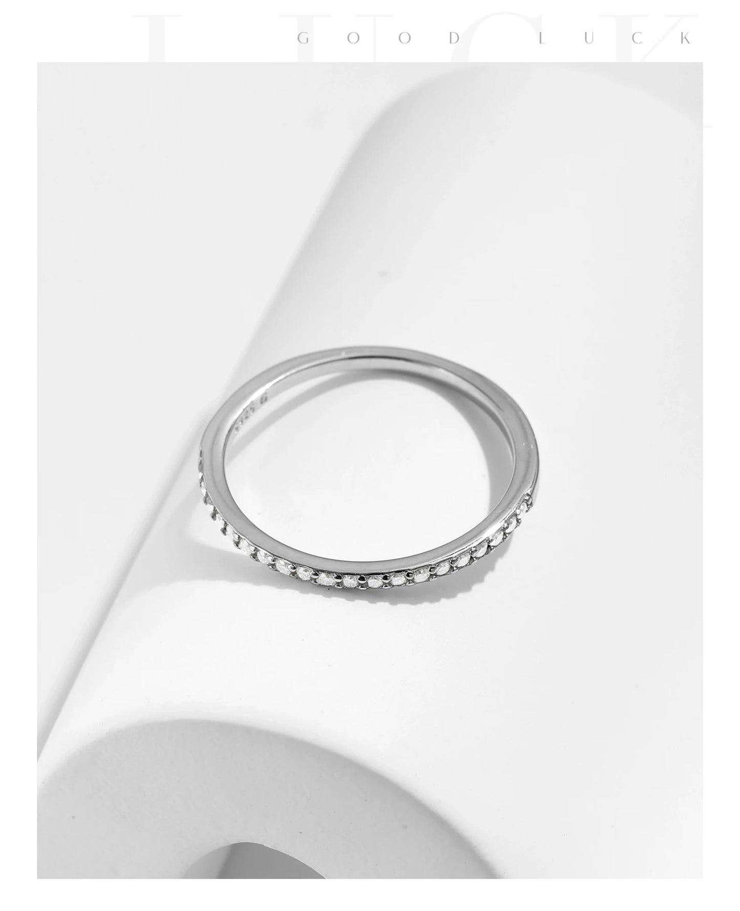 MODIAN Simple Eternity Moissanite Ring 925 Sterling Silver Sparkling Simple Thin Wedding Band Rings For Women Fine Jewelry