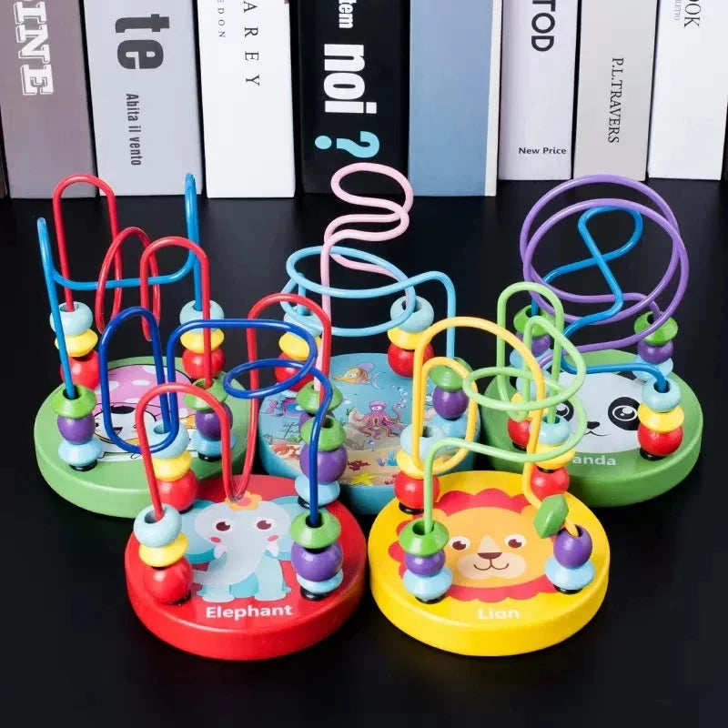 Montessori Baby Toys Wooden Roller Coaster Bead Maze Abacus Math Toys Toddler Early Educational Toys for 1 2 3 Years Kids Gifts