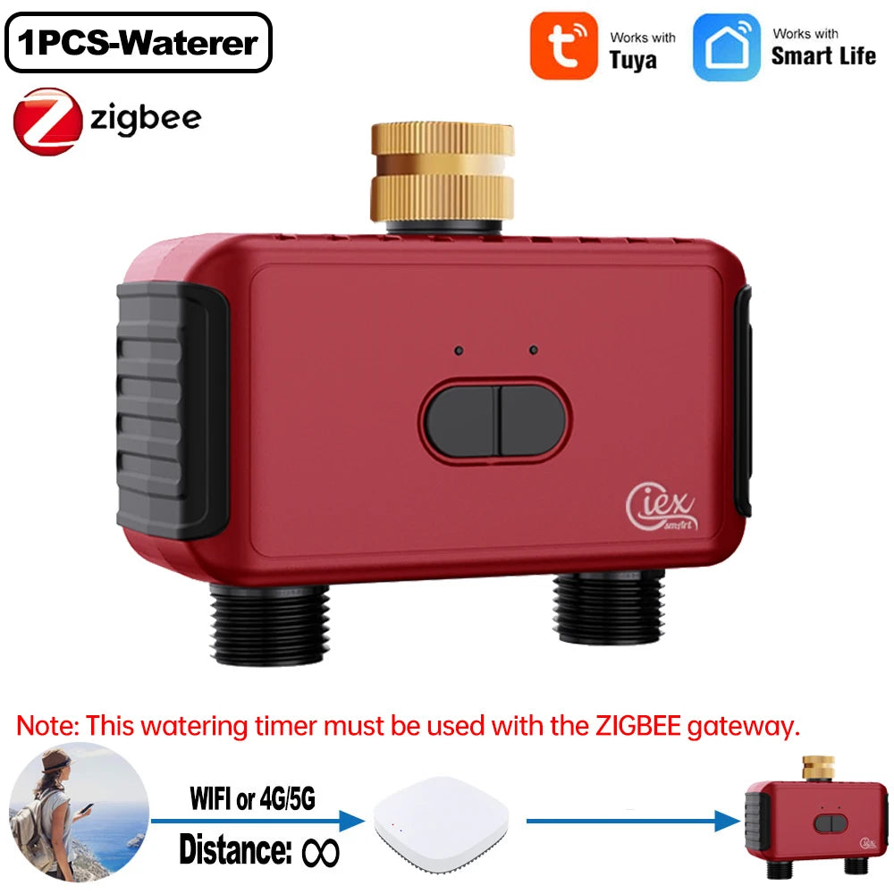 WIFI & ZIGBEE 2-Zone Watering Timer Smart Garden Automatic Irrigation System Drip Sprinkler Controller Valve Tuya 2MQTT ZHA