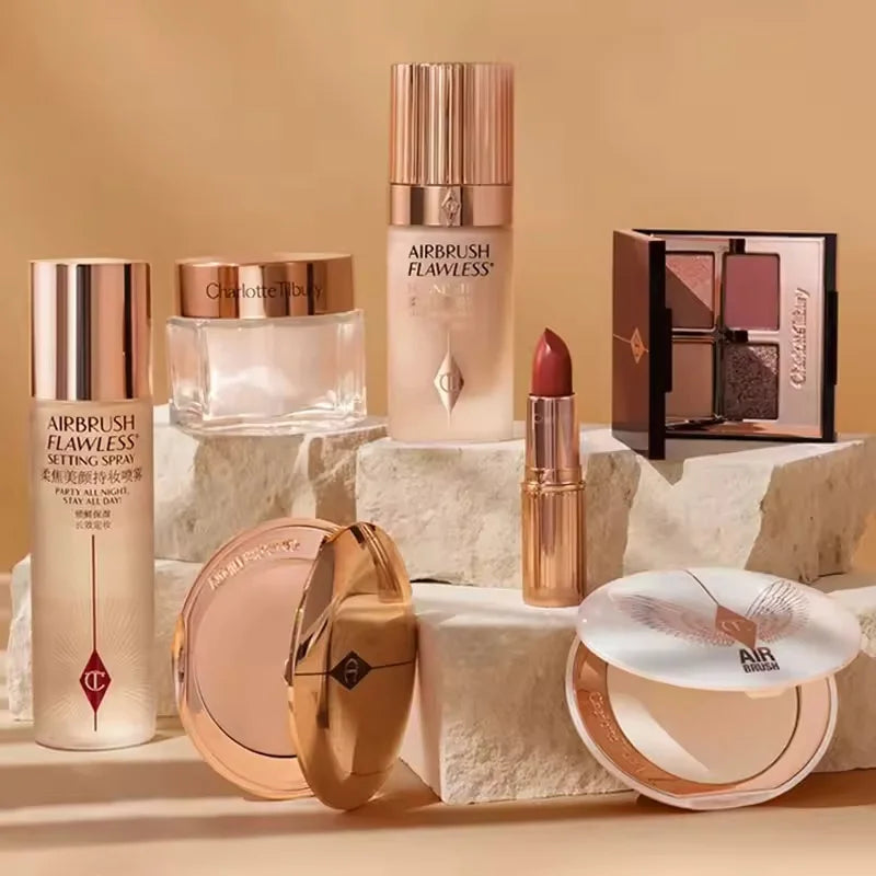 Charlotte Tilbury Liquid Foundation Cushion Foundation Setting Spray Pressed Powder Love 2 Color Powder Blusher Eyeshadow Rouge