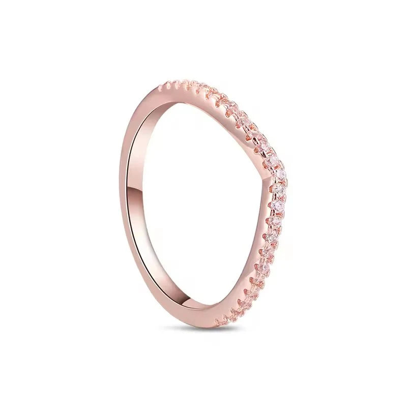 18K Rose Gold Plated 925 Originales Silver SilverLock To Love Heart Stone Wedding Luxury Ring Set For Woman Jewelry Party Gift