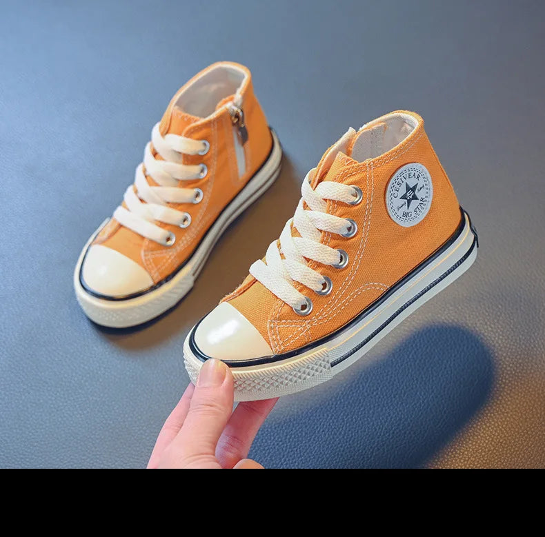 Children's Mid-Top Canvas Shoes Soft Bottom Comfortable Casual Children's Shoes Boys and Girls Non-slip Breathable Board Shoes