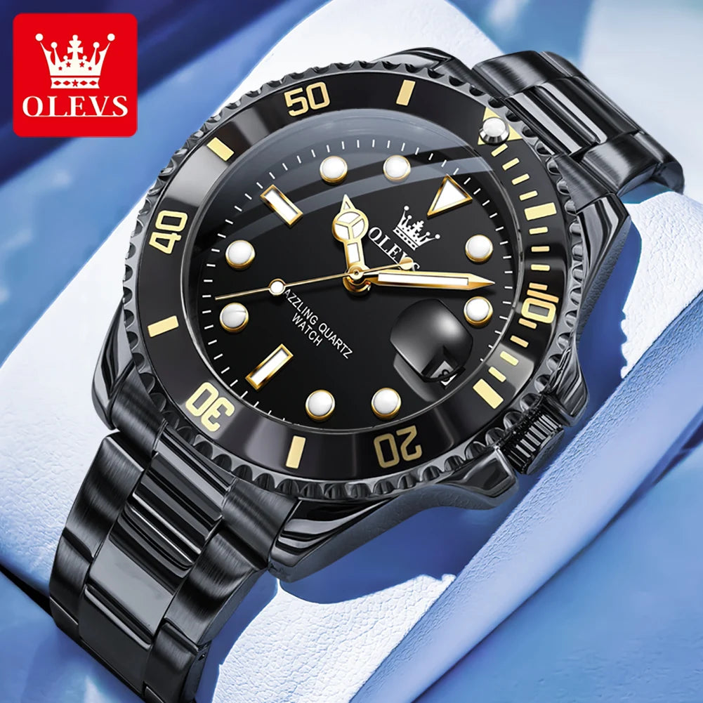 OLEVS 5885 Diving Series Men Watch Luxury Automatic Date Original Watch Trendy Stainless Steel Waterproof Sports Quartz Watch