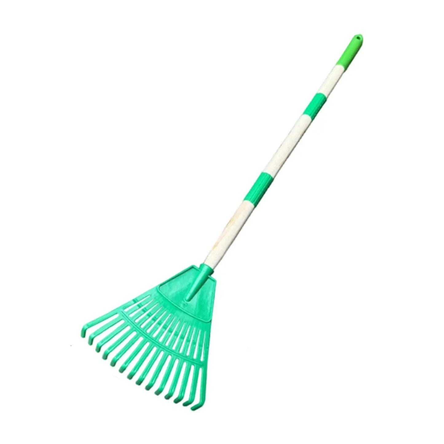 Small Leaf Rake with Long Handle 14 Spikes 3 Sections Quick Clean up Steel Farming Home Gardening Tool for Flower Beds Shrub