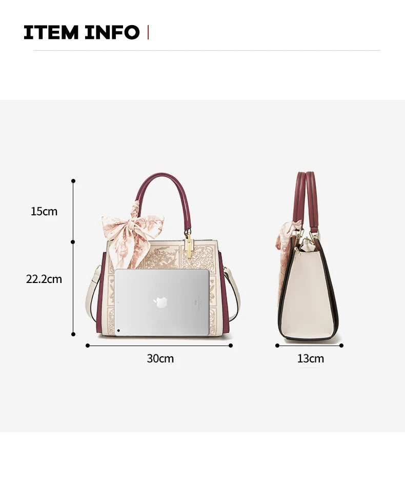 FOXER Split Leather 2026 New Large Tote Handbag Women's Shoulder Bag Chinese Classic Embroidery Best Gift for Mom