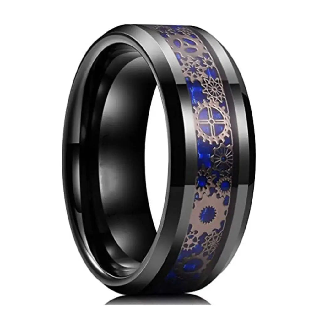 Handmade Diamond Ornate Geometric 3D Band Ring Gear Spinner Rings Rotating Mechanical Decompression Anxiety Ring for Women Men