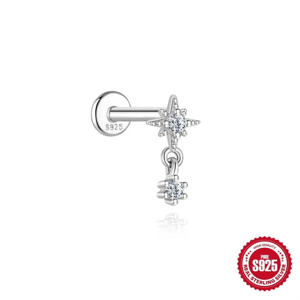 AIDE Certified Moissanite Earrings 925 Sterling Silver Piercing Woman Jewelry Water drops stars moon tassels flowers leaves Gift