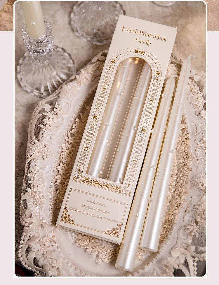 Long Decorative Candles White Pearl Taper Candles Gifts Guests for Wedding Luxury Home Decoration