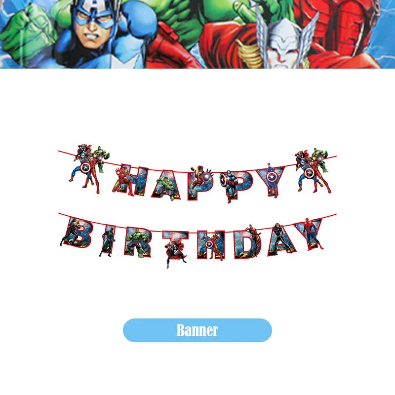 Happy Marvel Theme Avengers Birthday Decoration Set Cups Plates Tablecloth Masks Superhero Balloons Party Supplies Favors Gifts