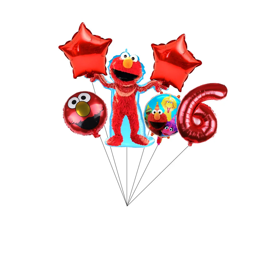 Cartoon Sesames  Street Birthday Party Decor Elmo and Friends Theme Tablecloth Plate Balloon Set Cake Decor Baby Shower