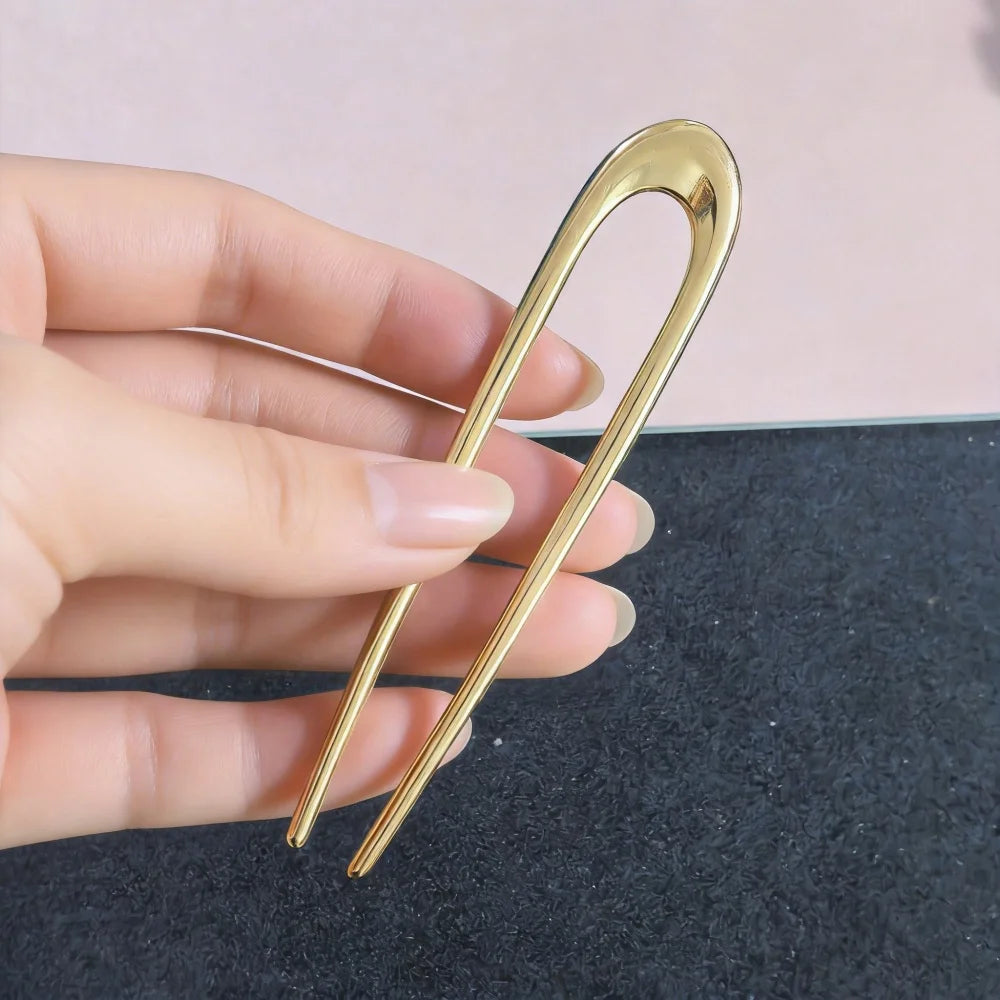 Vintage Metal U-Shaped Hair Fork Fashion Geometric Irregular Alloy Hairpin Clips Headwear Women Girls Simple Hair Sticks Gifts