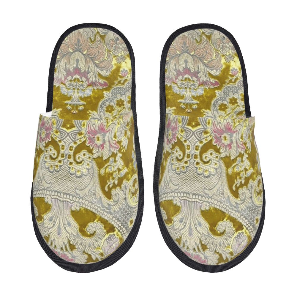 Custom Vintage Baroque Prints Greek Ornament Golden Meander Meandros Soft Scuff Memory Foam Slippers Women Hotel House Shoes