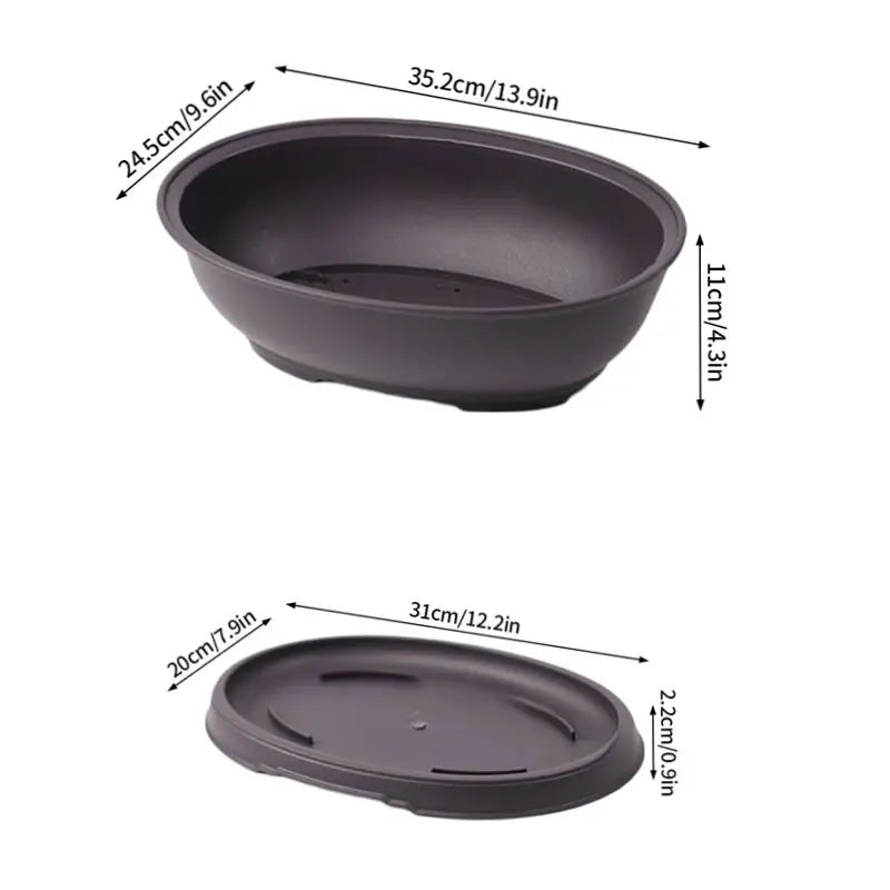 Rectangular Flowerpots Plastic Bonsai Plants Pot Square for Flower Balcony Garden Yard Landscape Bonsai Pot Trays Home Decor