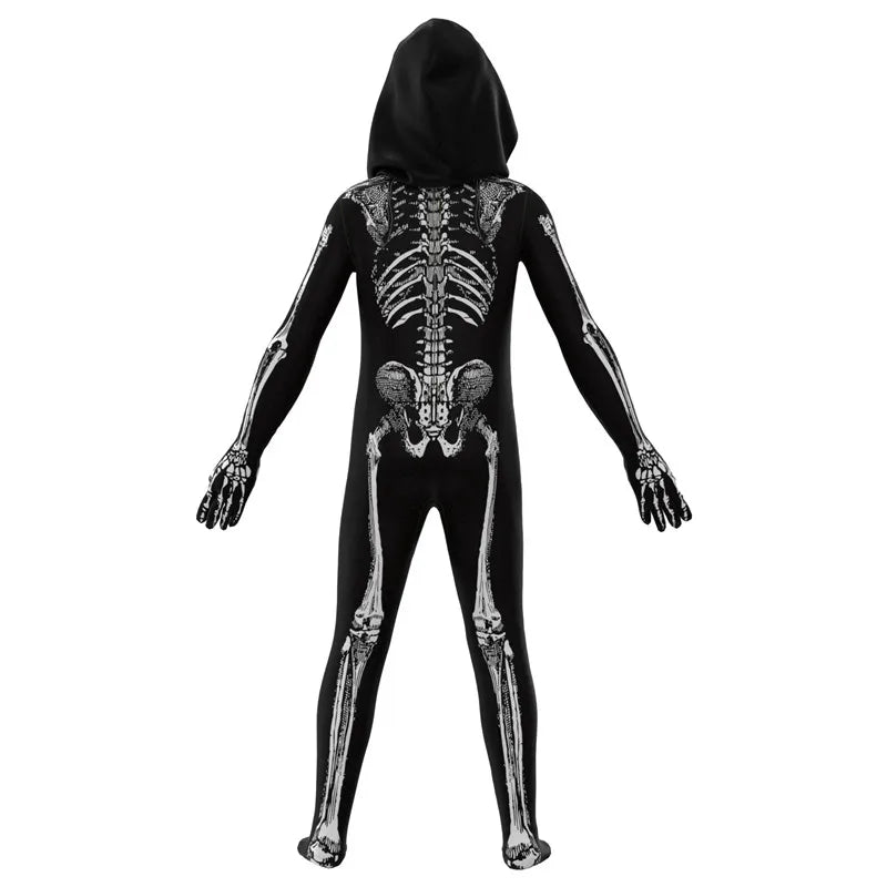 Adult Skeleton Jumpsuit Halloween Costume with Scary Mask Full Body Spooky Outfit for Cosplay Party Men's and Women Mardi Gras
