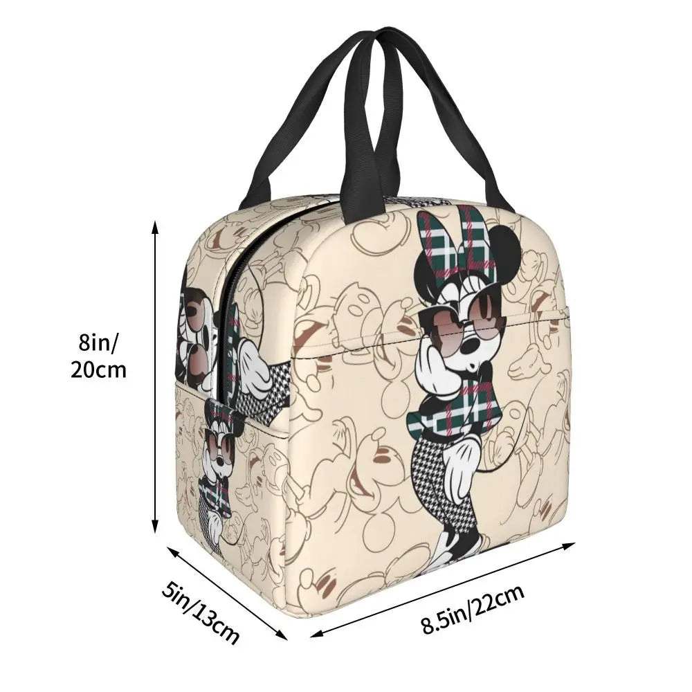 Custom Mickey Pink Minnie Mouse Lunch Bag Women Creative Design Cooler Warm Insulated Lunch Box for Kids School