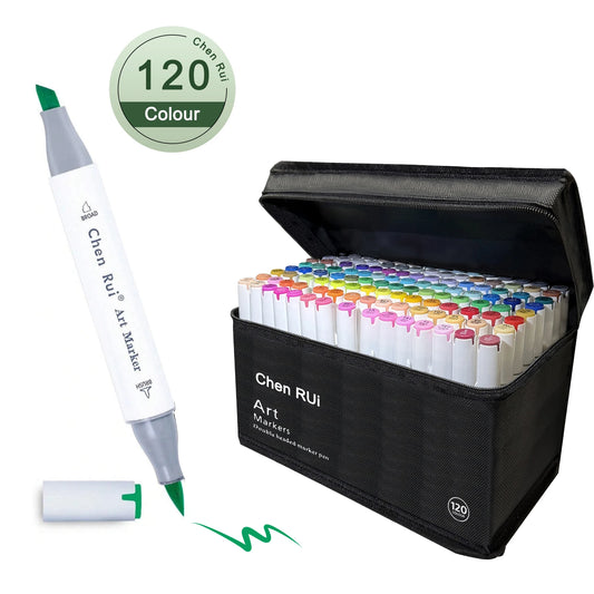 Alcohol Markers Set, 120/80/60/48 Color, Dual Tip Chisel & Fine, Alcohol-Based Art Markers for Students, Ideal for Coloring