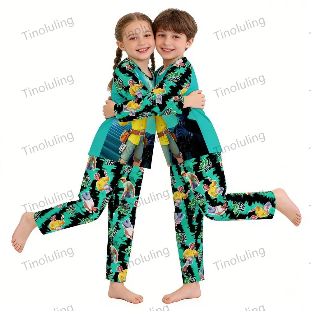 KPop Demon Hunters Huntrix Kids Pajamas Set Long Sleeve Girls Clothing 2pcs Children's Sleepwear Cartoon Boys Nightwear 3-14Y