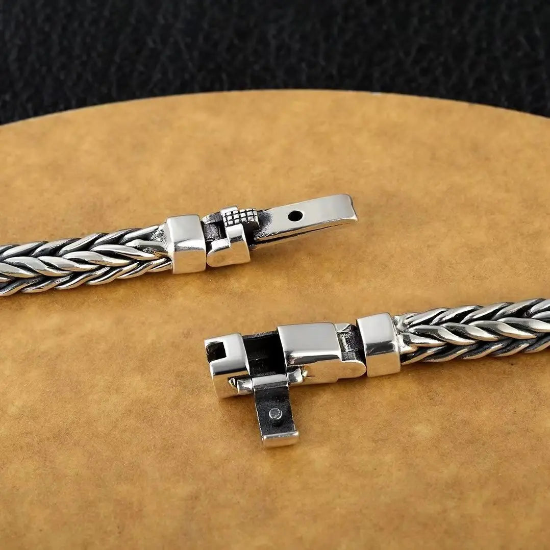 S925 Sterling Silve Twisted Bracelets For Men Hip Hop Handmade Exquisite Unique Fashion Jewelry Gift Factory Price