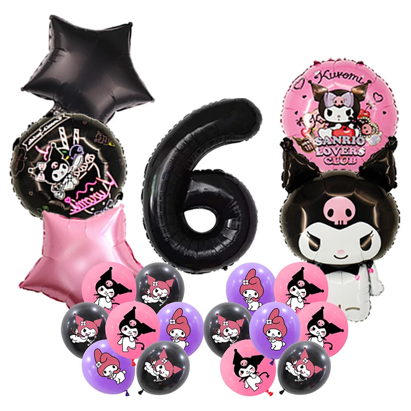 Kuromi Birthday Party Decoration Backdrop Disposable Tableware For Kids Event Supplies Latex Foil Balloons Banner