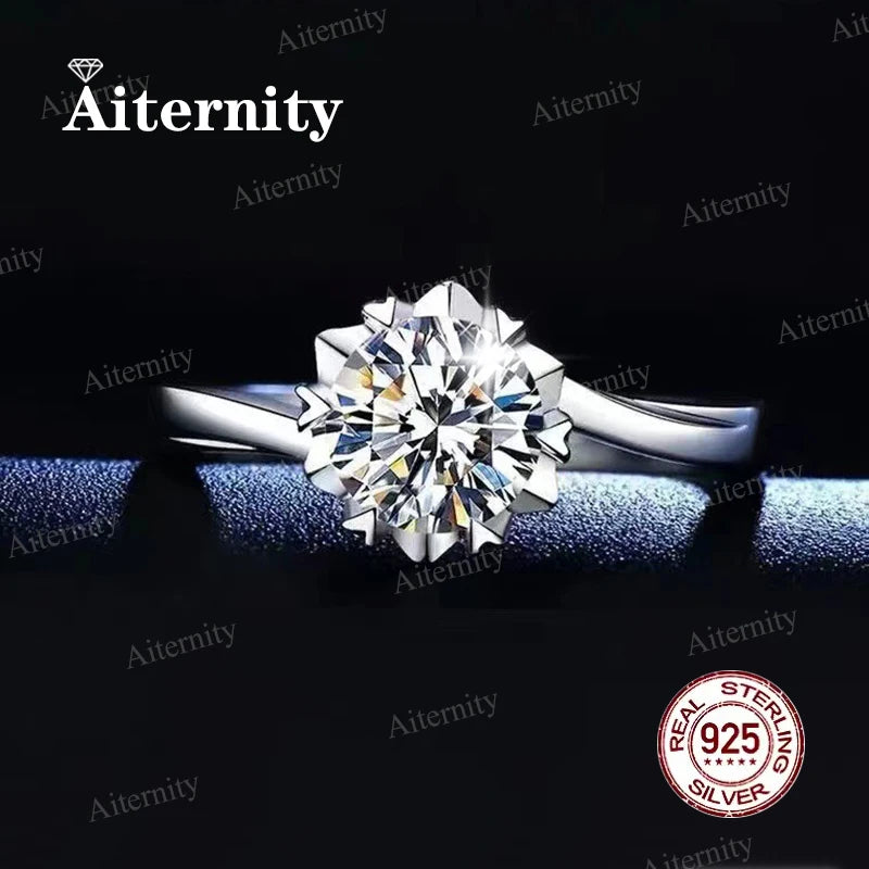 Moissanite And Zircon Ring D VVS1 Adjustable Size S925 Sliver Wedding Rings for Women Jewelry Party Fashion Top Quality Ring
