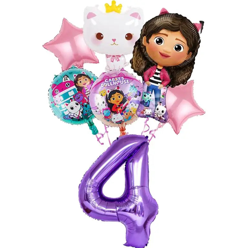 Disney Gabby Dollhouse Birthday Party Decoration Balloon Napkins Children's Disposable Tableware Theme Party Supplies Kids Gifts