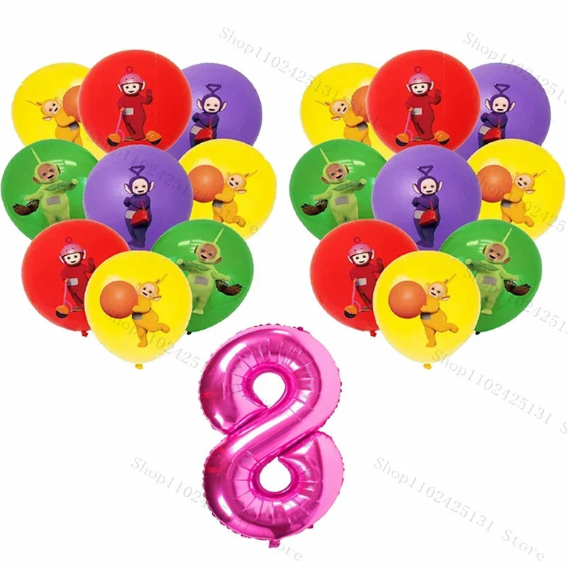 Teletubbies Birthday Party Decoration Tableware Set Paper Plates Balloons Banner Tablecloth For Kids Baby Shower Party Supplies