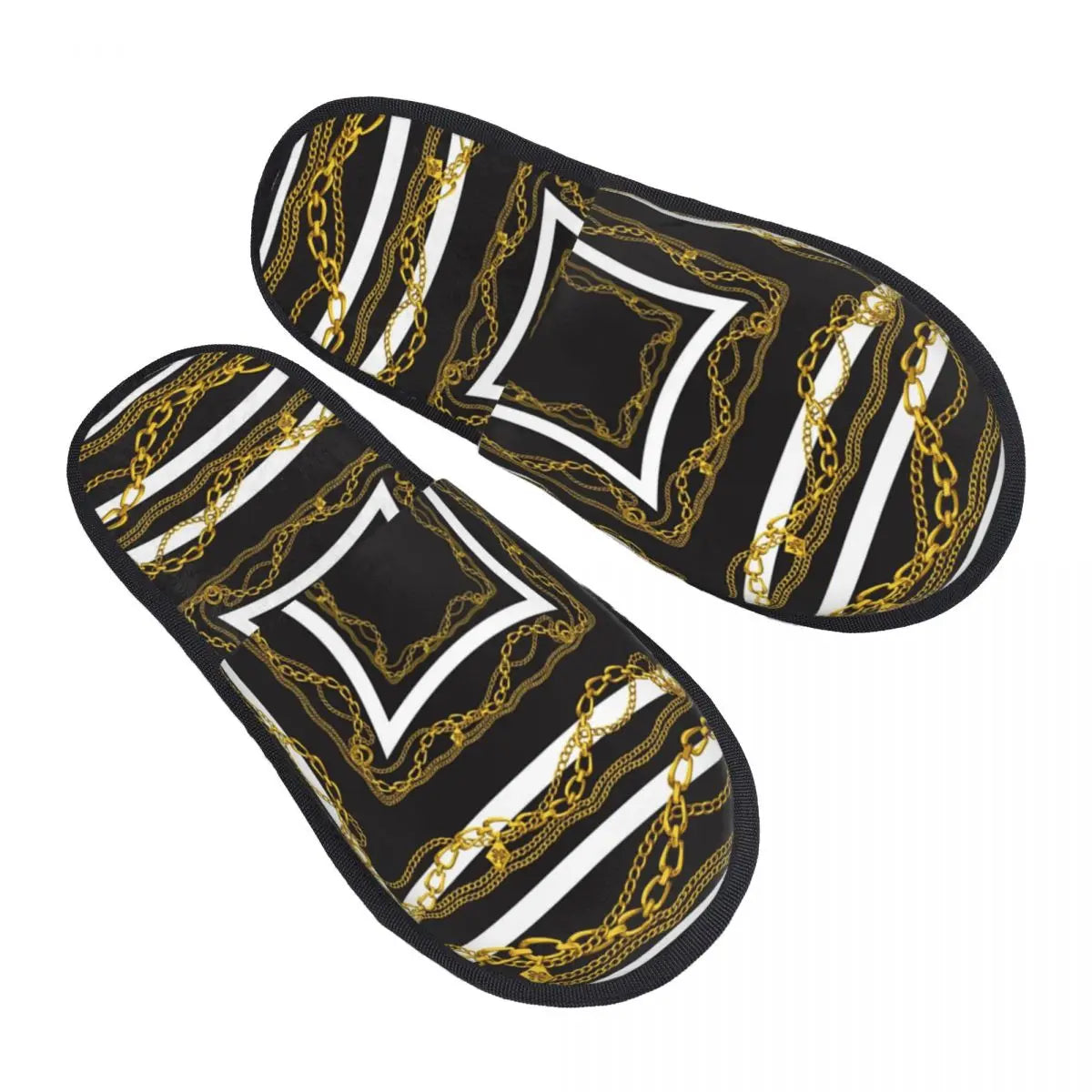 Custom Vintage Baroque Prints Greek Ornament Golden Meander Meandros Soft Scuff Memory Foam Slippers Women Hotel House Shoes