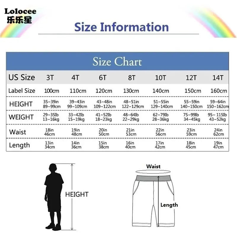 3-14years Boys Summer Shorts Solid Cotton Kids Short Sweatpants Children Elastic Waist Half Pants