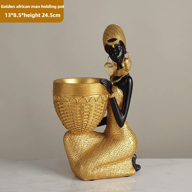 African Girl Home Ethnic Style Craft Resin Ornament