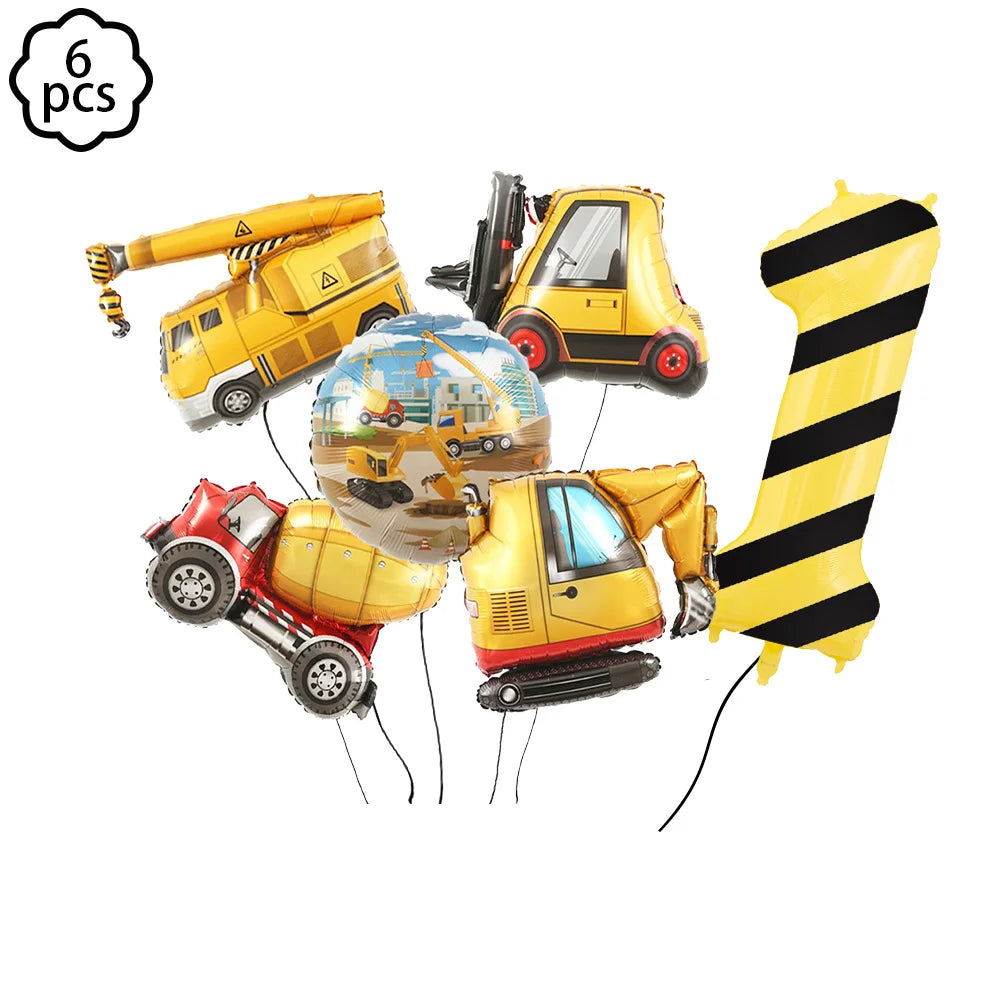 construction Party Banner Hanging swirls decor construction truck Excavator themed Banner boy construction Birthday decor Banner