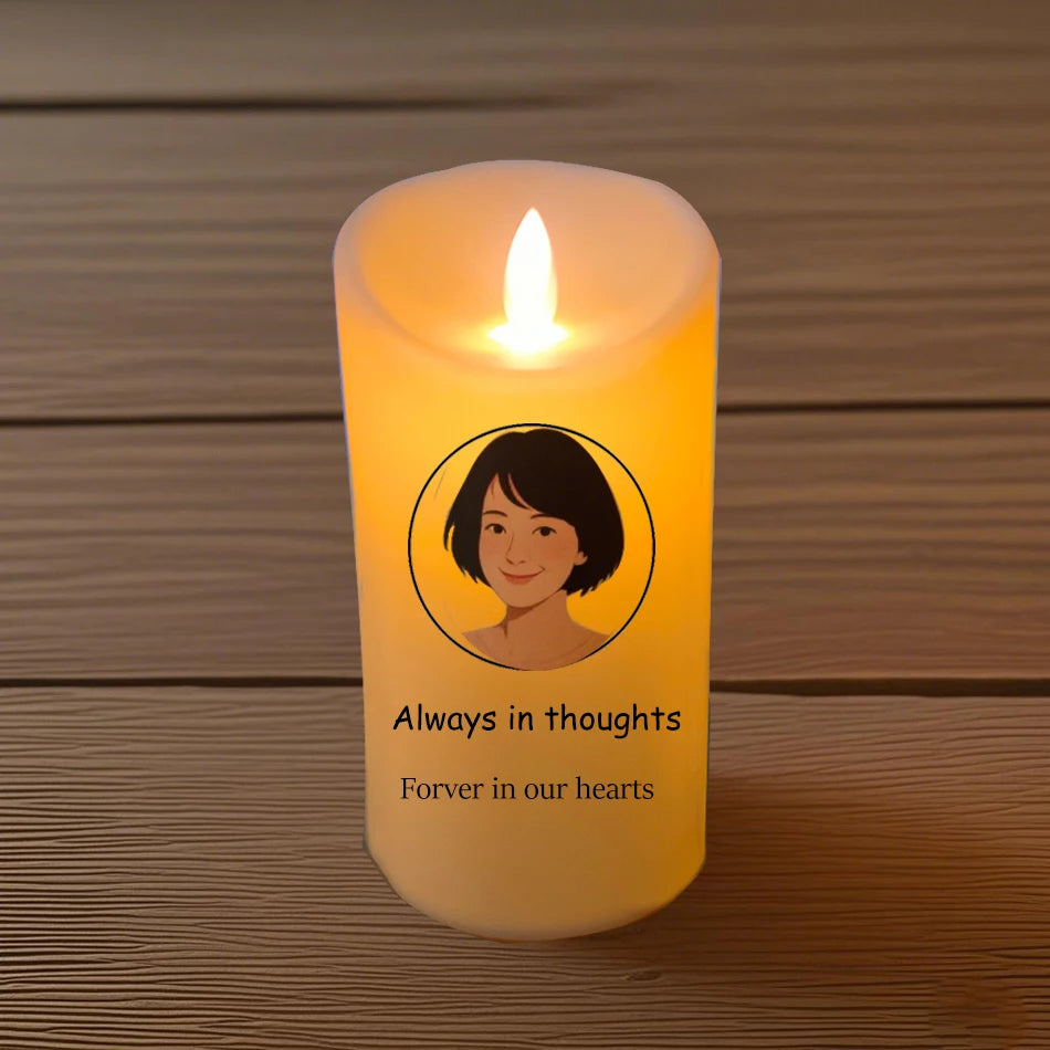 Creative DIY Candles Light With Personalized Photo and Text,Flameless And Battery Operated,Memoried Led Candle,D:7.5cm/H:15cm